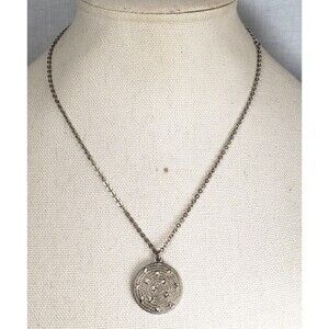 Shield of Life Silver Tone Round Crystal Pendant 15" Necklace 3" inch Extension